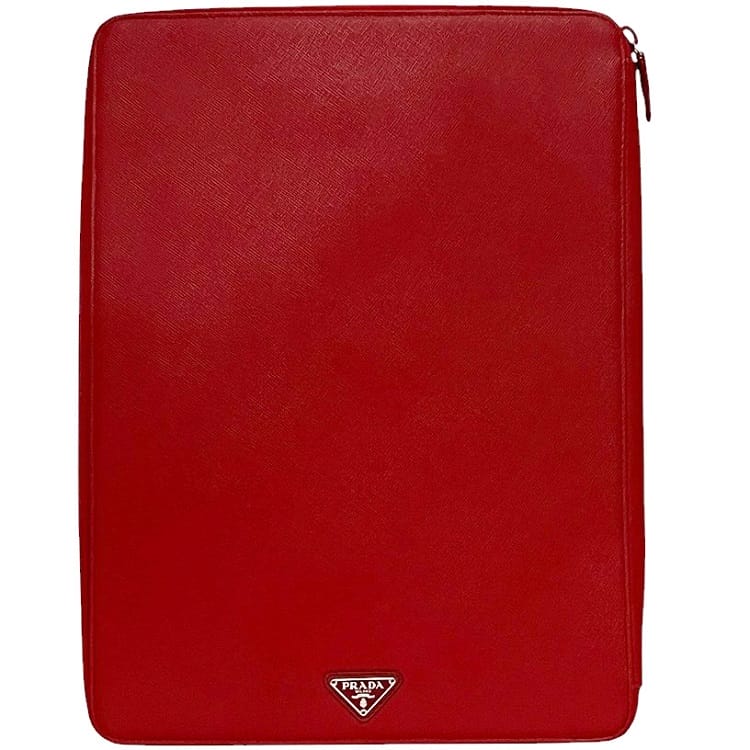 【送料無料】 プラダ バインダー ec-24211 レッド FUOCO 2N0835 美品 サフィアーノ レザー 中古 12 PRADA ノート ビジネス ペンホルダー カードポケット メモ帳 赤 メンズ レディース 男女兼用 ビジネス メモ用紙 記録 シンプル レア 三角 ロゴ 金具 ブランド 本物 鑑定済み