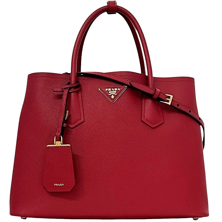 【送料無料】 プラダ ２way バッグ f-24234 レッド FUOCO CUIR BN2775 美品 サフィアーノ レザー 中古 186 PRADA トップハンドル 赤 トートバッグ 肩掛け 自立 三角 ロゴ プレート レディース 女性 定番 人気 シンプル ビジネス カジュアル 肩掛け ブランド 本物 鑑定済み