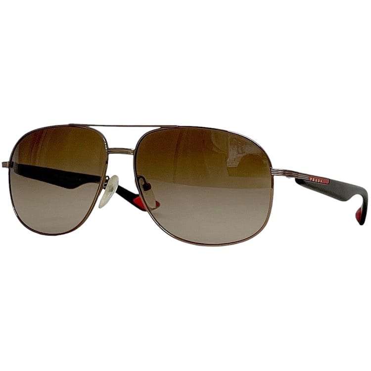 【送料無料】 プラダ サングラス f-24200 ブラウン グラデーション スポーツ SPS50M 美品 メタル 中古 PRADA アイウエア ティアドロップ プラダスポーツ 茶色 グラデーションレンズ ヴィンテージ スポーツライン メンズ 男性 定番 人気 ケース付き ブランド 本物 鑑定済み