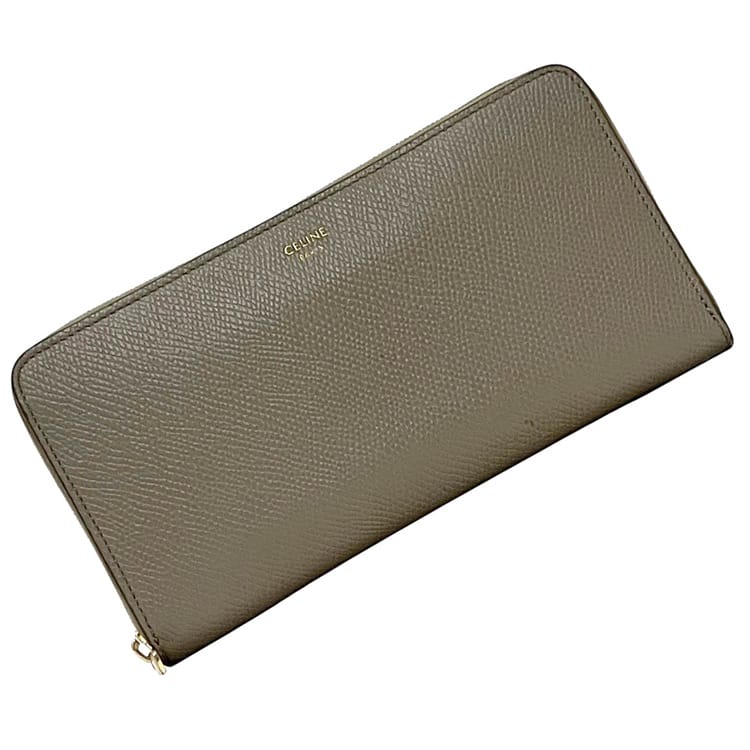 【送料無料】 セリーヌ ラウンドファスナー 長財布 ラージ ジップウォレット ec-24472 グレー 10B553BEL.10BL 財布 レザー 中古 S-SD-3241 CELINE グレインレザー シンプル ロゴ ワンポイント ファスナー メンズ レディース 定番 人気 ロングウォレット ブランド 本物 鑑定済