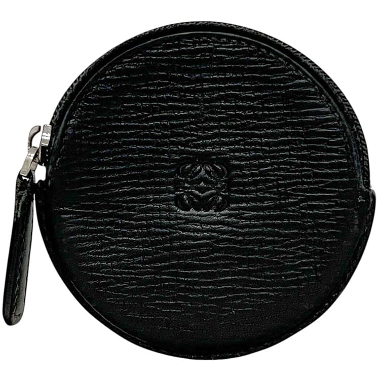 【送料無料】 ロエベ コインケース ec-24947 ブラック アナグラム 丸型 小銭入れ レザー 中古 060604 LOEWE 丸 ファスナー ミニ コンパクト ロゴ 刻印 ラウンド 黒 シンプル 超ミニ レディース メンズ 男女兼用 定番 人気 ヴィンテージ ブランド 本物 鑑定済み