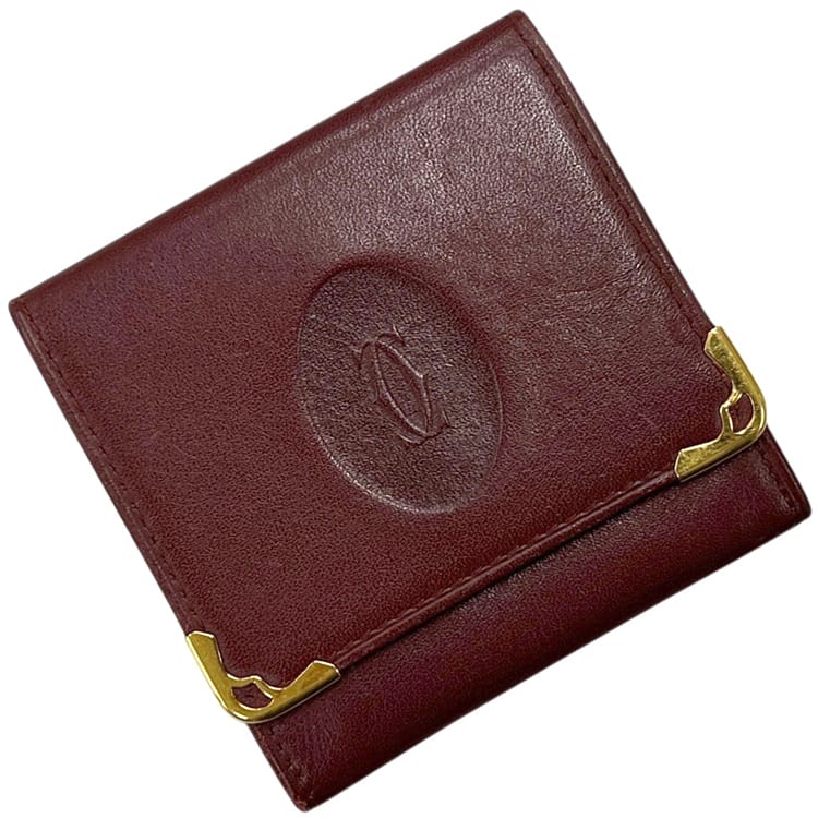 カルティエ コインケース ボルドー マスト 美品 小銭入れ レザー 中古 Cartier