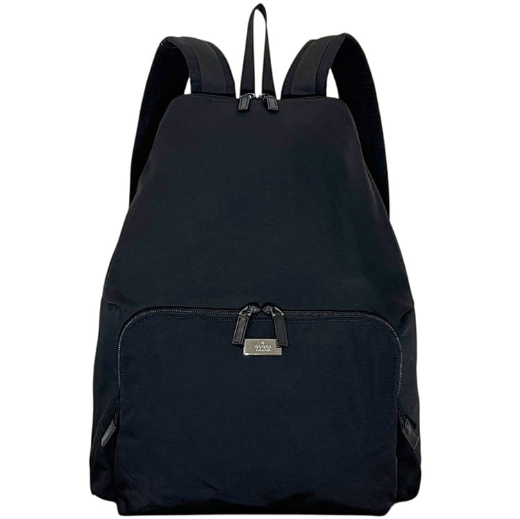 グッチ うしろ側容器に並べる 背嚢 黒いこと 黒 019 0302 美品 ナイロン なめし革 中古 3444 GUCCI