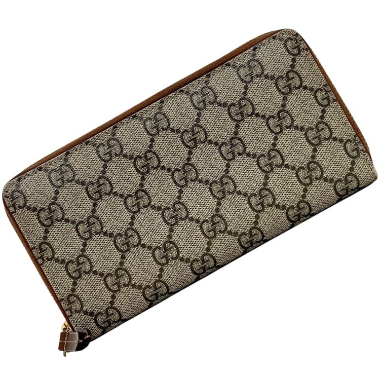 グッチ ラウンドファスナー 長財布 ベージュ ブラウン 410102 財布 美品 GG PVC レザー 中古 0959 GUCCI|フリマハイクラス店