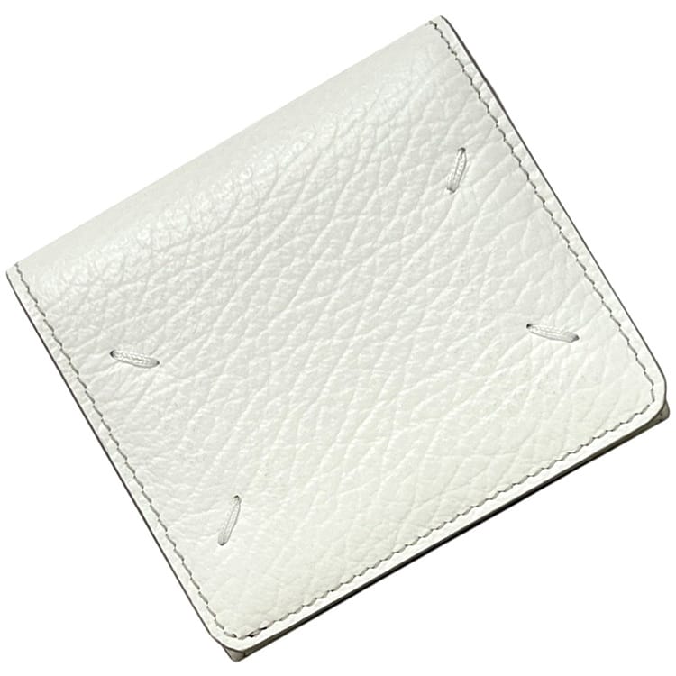 メゾン マルジェラ 三つ折り 財布 ホワイト 白 S56UI0150 P0339 美品 レザー 中古 Maison Margiela コンパクト 小銭入れ有 ステッチ ミニウォレット|フリマハイクラス店