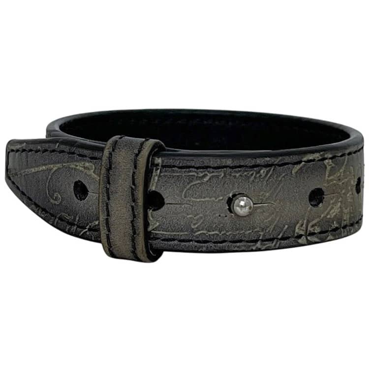 ベルルッティ 腕輪 薄墨色 黒いこと カリグラフィ 黒 薄墨色 美品 ブレス なめし革 中古 BERLUTI