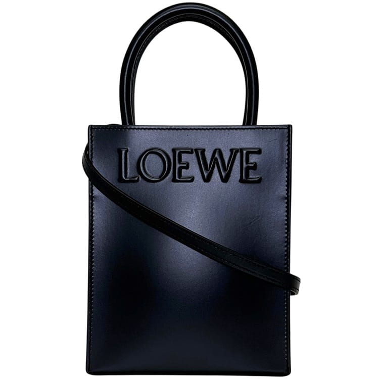 ロエベ ２way 御徒面子 標準尺度 A5 トート 黒いこと 黒 A933S30X01 美品 はりつけ台上半身 子ウシ なめし革 中古 012335 LOEWE