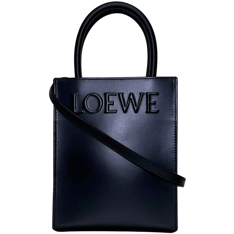 ロエベ ２way 御徒面子 標準尺度 A5 トート 黒いこと 黒 A933S30X01 美品 はりつけ台上半身 子ウシ なめし革 中古 652336 LOEWE