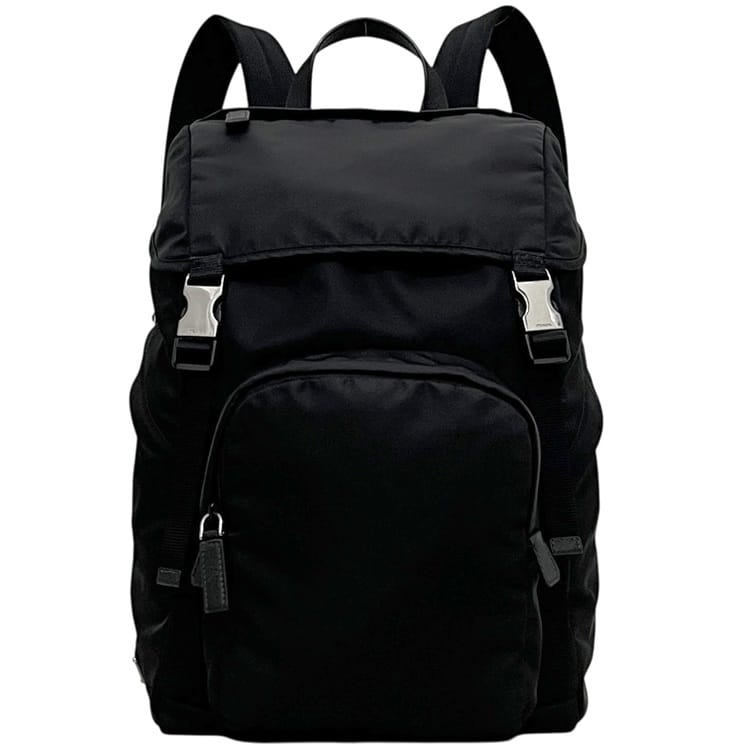 プラダ バックパック ブラック NERO 黒 テスート 2VZ135 美品 リュック ナイロン 中古 165 PRADA 大容量 旅行 軽量｜フリマハイクラス店