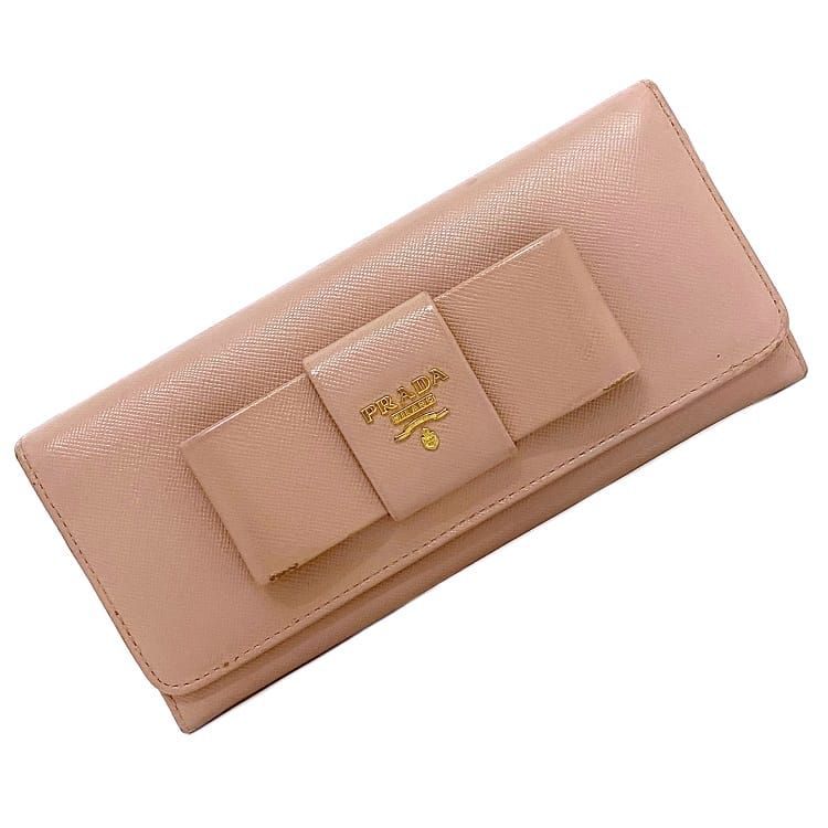 楽天市場】プラダ PRADA 長財布 三角ロゴプレート ピンクxゴールド 