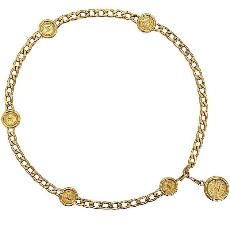 Chanel  コインチェーン レザー ベルト　ビンテージ 70/28 Chanel コインチェーン レザー ベルトビンテージ 70/28