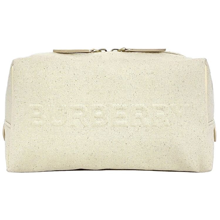 バーバリー セカンドバッグ ナチュラル ホワイト 美品 クラッチバッグ キャンバス レザー 中古 BURBERRY ロゴ ファスナー 軽い シンプル 定番 人気 女性 男性 レディース メンズ 革 白 ワンポイント カジュアル クラッチ 高級感 上品 ブランド 本物 鑑定済み