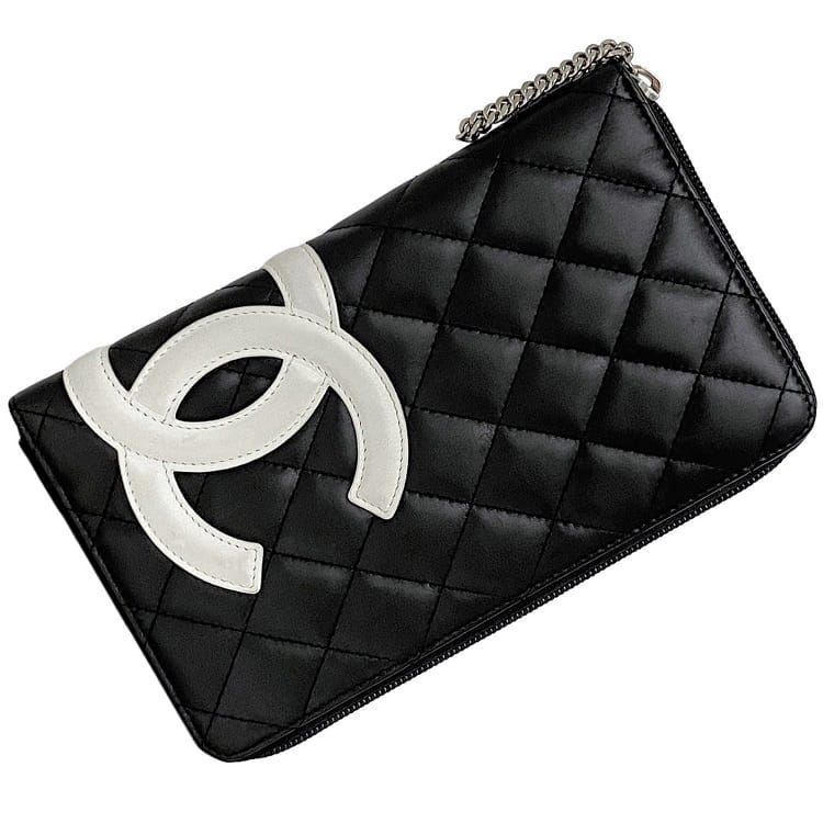 極美品★CHANEL カンボンライン オーガナイザー 革ココマーク★正規品 CHANEL シャネル カンボンライン ココマーク ラウンドファスナー