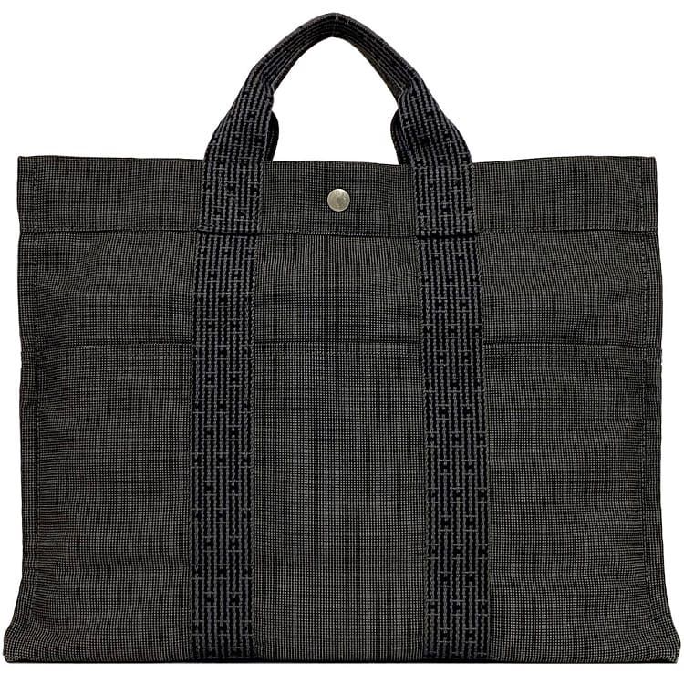 エルメス トートバッグ エール トート ＭＭ ec-22139 グレー エールライン 美品 キャンバス 中古 HERMES 軽い ポケット豊富 大容量 ヴィンテージ 人気 定番 お洒落 上品 高級感 シンプル 女性 レディース 男性 メンズ ユニセックス ブランド 本物 鑑定済み