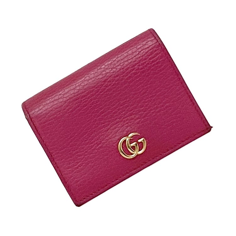 グッチ 二つ折り 紙入れ ec-22503 サクラ色 GGマーモント 456126 美品 なめし革 中古 203887 GUCCI GG マーモント 引っかかり ミニ パウダーコンパクト レディース メンズ 定番 一般受け ロゴタイプ ゴールド金具 折り紙入れ ウォレット 御釣り入れ有 ブランド名 本物 位置づける済み