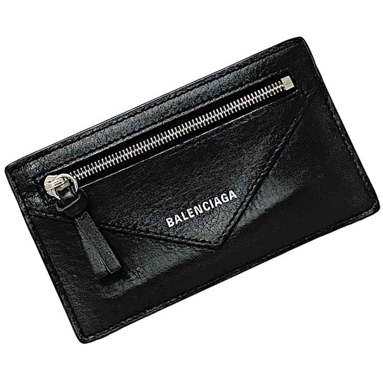 バレンシアガ コインケース ec-22687 ブラック 499208 カードケース 美品 レザー 中古 1000 X56B148 BALENCIAGA ファスナー カードホルダー ファスナー ワンポイント ロゴ 小銭入れ 黒 箱付き レディース メンズ 定番 ブランド 本物 鑑定済み｜フリマハイクラスブランド館