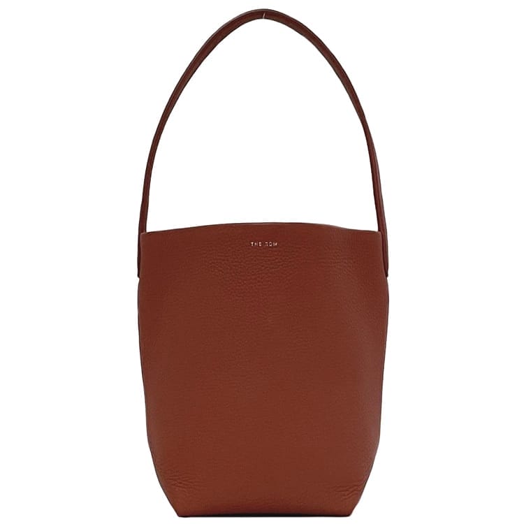 ザロウ ハンドバッグ スモール NS パークトート f-22916 ブラウン W1314 L129 美品 グレインカーフスキン レザー 中古 THE ROW バケット 茶色 縦型 セミショルダー ワンハンドル 自立 グレインレザー レディース 本革 高級 軽い シンプル ブランド 本物 鑑定済 f-22916-1.jpg