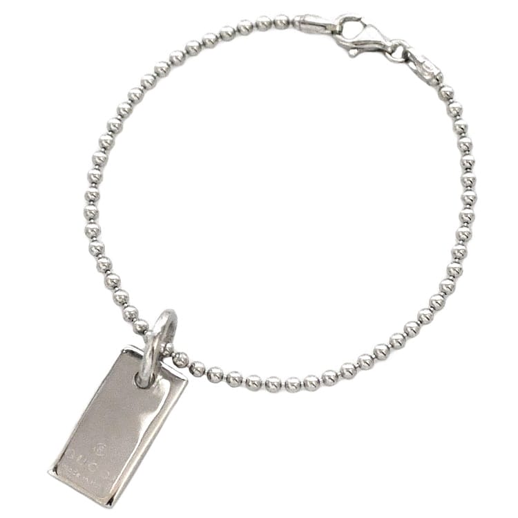 【送料無料】 グッチ ブレスレット ec-22792 シルバー 新品仕上げ済み Ag 925 Sランク GUCCI プレート シンプル ボールチェーン アクセサリー ジュエリー ロゴ お洒落 定番 人気 エレガント ブレス 小物 プレゼント ギフト 贈り物 誕生日 レディース ブランド 本物 鑑定済み｜フリマハイクラスブランド館