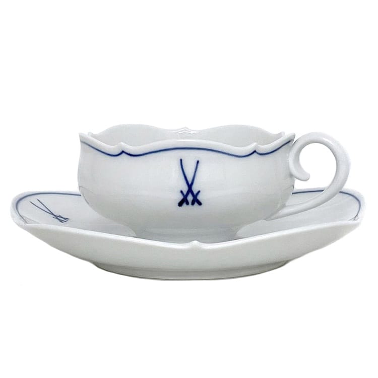 マイセン カップ＆ソーサー ec-23067 ホワイト ブルー VIP 美品 陶器 中古 MEISSEN ティカップ 食器 ブランド食器 カップ ソーサー セット 定番 人気 白色 青色 ティーカップ エレガント お洒落 雑貨 ワンポイント 小物 高級感 上品 白 ブランド 本物 鑑定済み