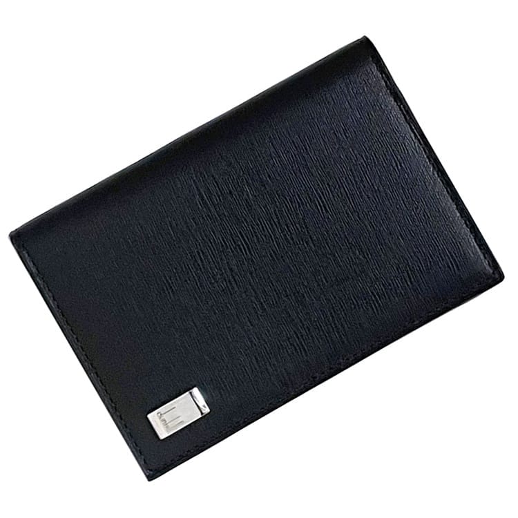 ダンヒル 名刺入れ ec-23102 ブラック サイドカー EP4700E 未使用 美品 レザー Sランク dunhill ロゴ プレート マチ有 カード シンプル ビジネス カードケース お洒落 定番 人気 プレゼント ギフト 贈り物 誕生日 小物 箱付き 小さい ブランド 本物 鑑定済み