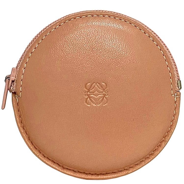 美品 ロエベ LOEWE ケース 小銭入 アナグラム 丸 円形 ピンク LOEWE