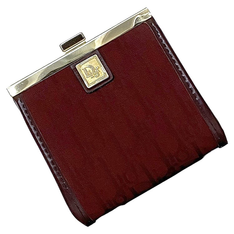 クリスチャン ディオール がま口 財布 ec-23600 ボルドー トロッター 美品 ジャガード キャンバス レザー 中古 Christian Dior 財布 コンパクト ガマグチ 定番 人気 小物 レディース 女性 小さい ミニ 革 お洒落 ロゴ エレガント 上品 ブランド 本物 鑑定済み