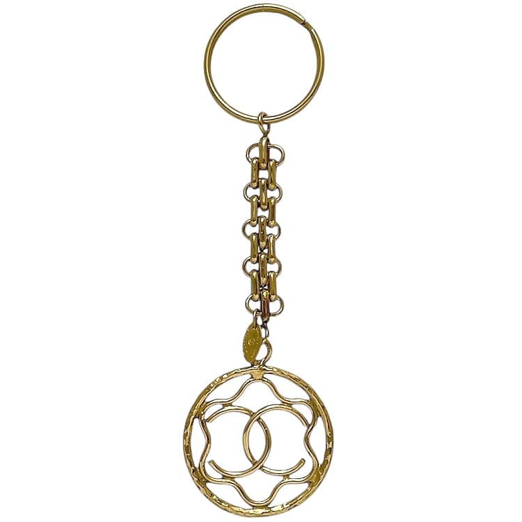 CHANEL ゴールドトーン キーホルダー Chanel Coco Mark Tennis Racket Gold Color Bag Charm Key Ring