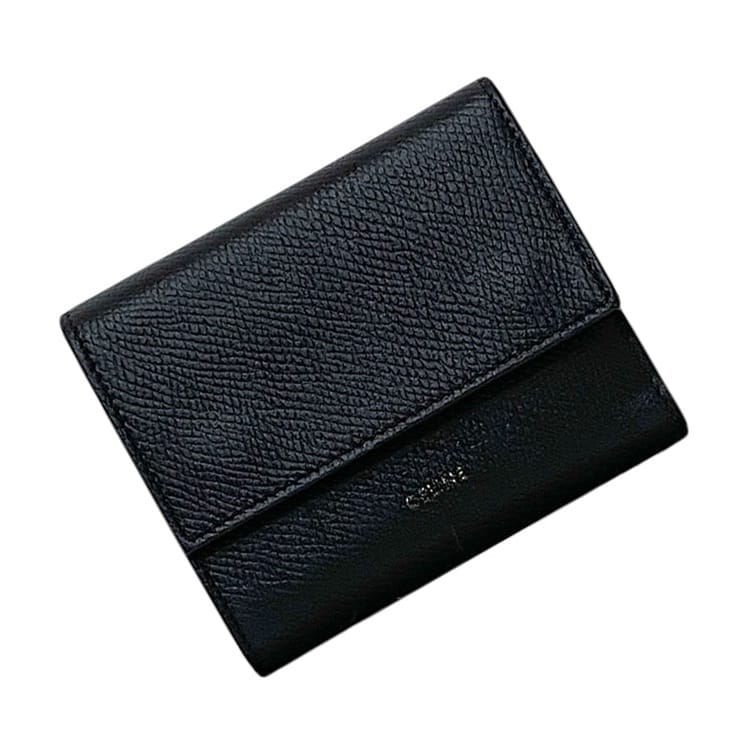 CELINE◆3つ折り財布/レザー/BLK/無地/レディース 送料無料 セリーヌ 三つ折り 財布 ブラック ブラウン