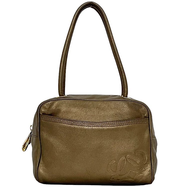 ロエベ ハンドバック ec-24062 ゴールド 赤銅色 アナ瓦 美品 ナッパレザー 中古 LOEWE ヴィンテージ 金色 ロゴタイプ チャック ミニ御徒面子 レディース お上さん 定番 一般受け ホンブルグ帽なめし革 御徒面子 ミニ豆の町 ブランド名 本物 価値づける済み