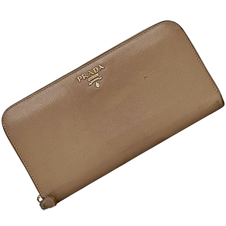 プラダ ラウンドファスナー 長財布 ec-24171 ピンクベージュ CAMMEO 1ML506 財布 サフィアーノ レザー 中古 73E PRADA ロゴ 金具 ファスナー メンズ レディース ヴィンテージ 男女兼用 定番 人気 シンプル ロング ウォレット 箱付き ブランド 本物 鑑定済み｜フリマハイクラスブランド館