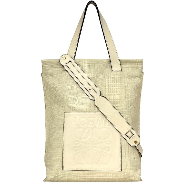 ■美品■LOEWE トートバッグ　アナグラム　レザー　イーストウエストショッパー ロエベ/トートバッグ/イーストウエストショッパー/黒×白/レザーの買取