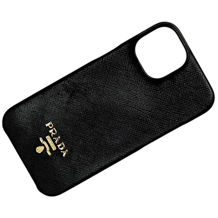 PRADA ブラック iPhone 13 ゴールド　サフィアーノレザー PRADA ブラック iPhone 13 ゴールド サフィアーノレザー Embellished
