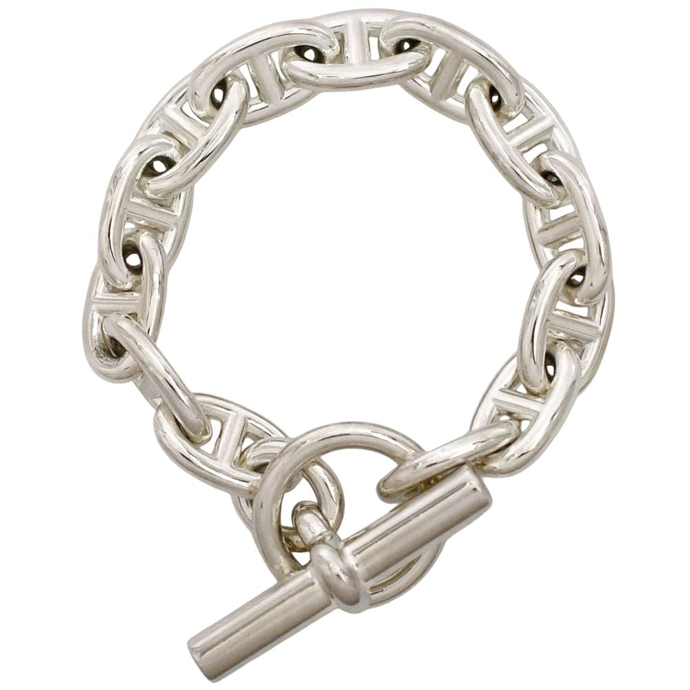 エルメス 腕輪 シェーヌダンクルＭＭ しろがね色 シェーヌダンクル H101994B 0013 美品 ブレス 13一こま 銀 925 中古 HERMES