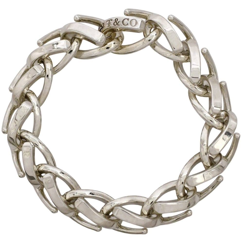 ティファニー 腕輪 フォージラージ しろがね色 美品 ブレス 15一こま 銀 925 中古 TIFFANY\u0026Co.