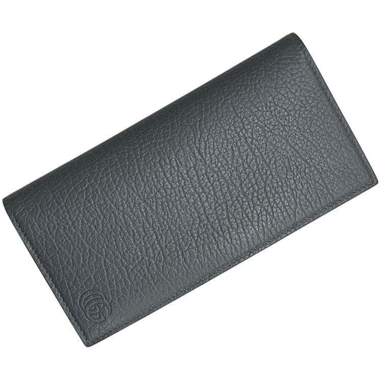 グッチ 二つ折り 長紙入れ 薄墨色 79531 0416 美品 紙入れ なめし革 中古 GUCCI