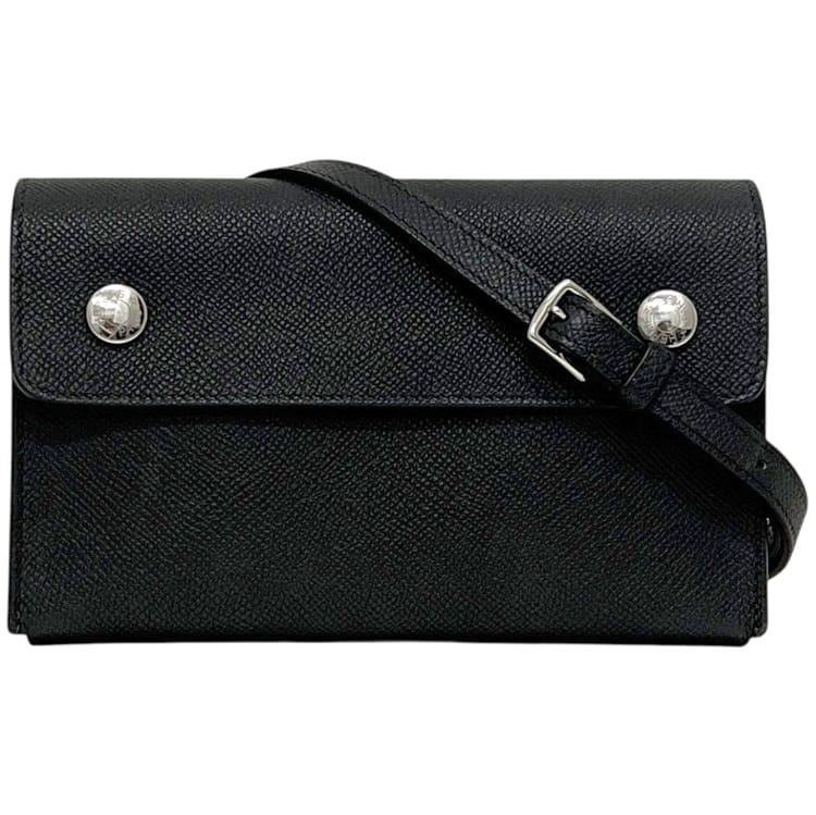 エルメス ショルダーバッグ ナップトゥゴー 黒いこと 黒 美品 なめし革 エプソン 中古 Ｗ目じるし HERMES