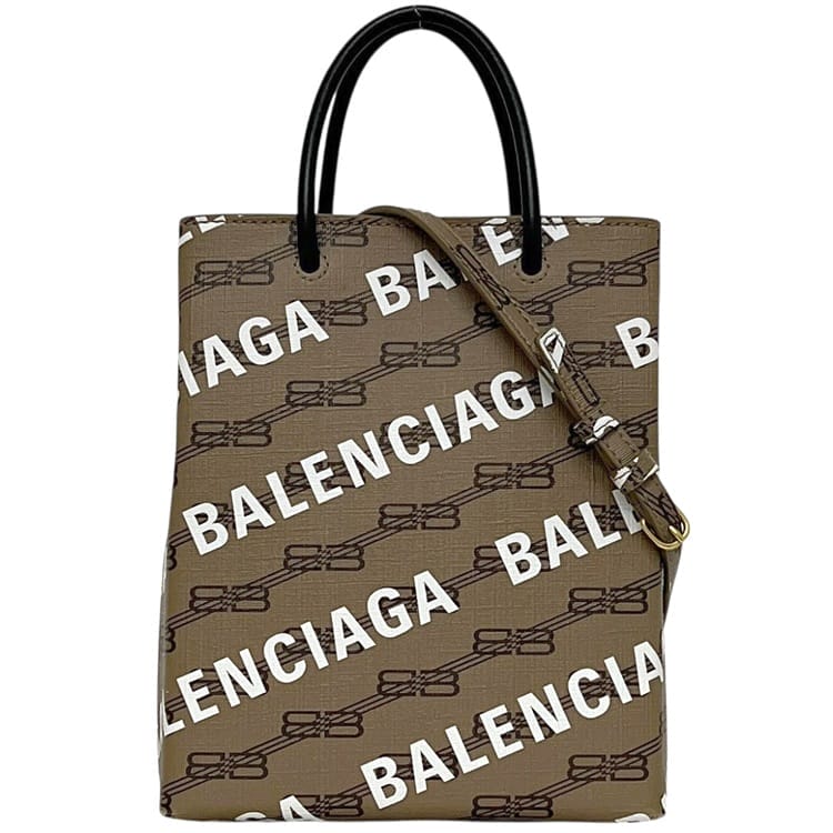 バレンシアガ ショルダーバッグ ラージ ショッピングバッグ ベージュ BB モノグラム 693805 2769 P 493075 美品 ２way バッグ レザー 中古 BALENCIAGA｜フリマハイクラスブランド館