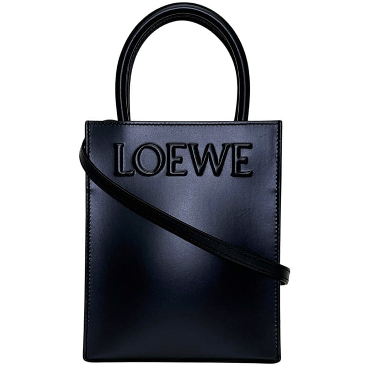 ロエベ ２way 御徒面子 標準尺度 A5 トート 黒いこと 黒 A933S30X01 美品 はりつけ台上半身 子ウシ なめし革 中古 012335 LOEWE