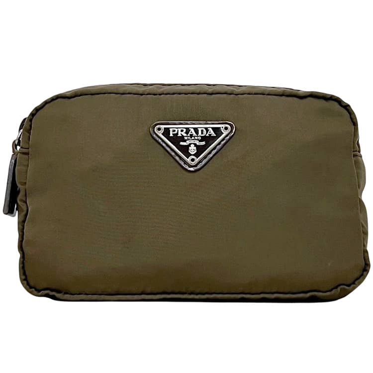 プラダ 合切袋 カーキ緑であること テスート 小入れもの ナイロン 中古 54 PRADA