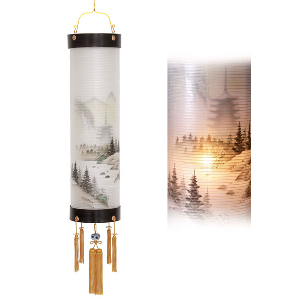 盆提灯 住吉 9号 黒檀 絹二重絵入 電気コード式 8258-09-322T 27,625円