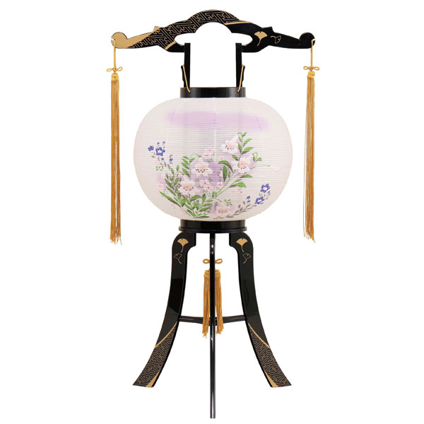 盆提灯 回転行灯 回転灯 廻転灯 「11号 あかり 綾型 蒔絵絵入」 電気コード式 8606-11-740