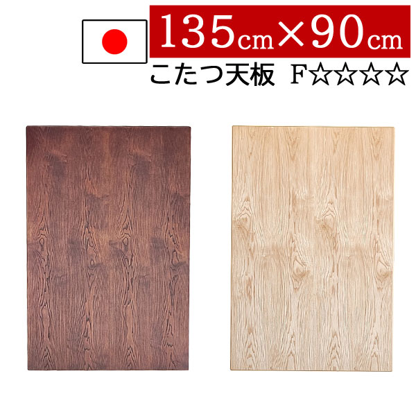 こたつ天板のみ 135×90 矩形 取り替えっこ用 肌理  国産 日本製 コタツ天板のみの買い替え 炬燵  単品 部分品 家具調 タモ突板 BR NA