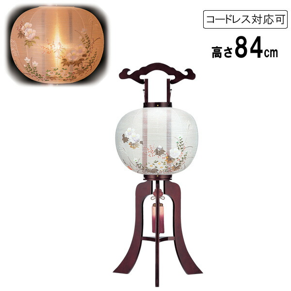 盆提灯 盆ちょうちん 提灯 行灯 電気コード式 コードレス LED電池式対応可 一重張り 桜 尺一行灯 京花 8441-01 21,939円