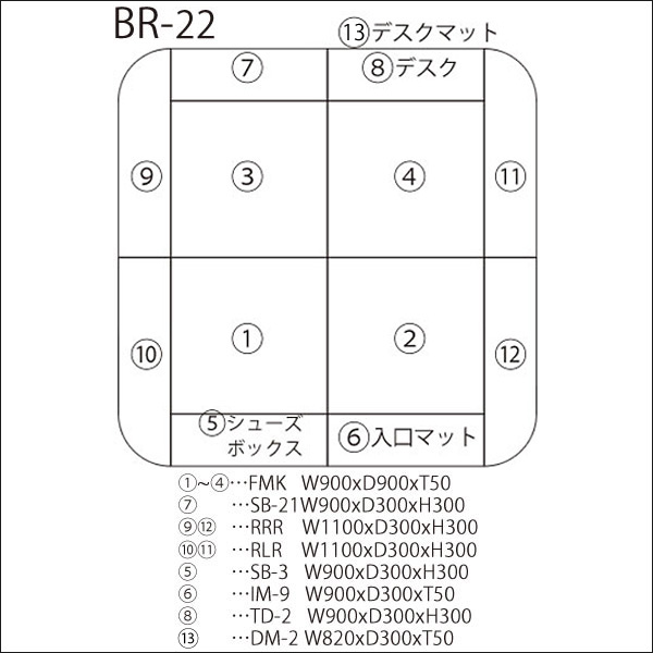 キッズコーナー バンビファンシーセット Rサイドガード 2畳 Br22 シューズボックス デスク デスクマット 入口マット付 ベビー 幼児 フロアマット キッズスペース 1stfitness Az