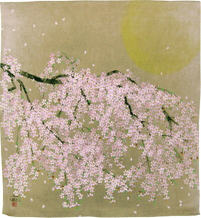 風呂敷 正絹 m 【宵桜】 68cm 絹100% 本格派 絹 高級品 風呂敷専門店 シルク 中島千波 桜 結婚式引出物 金婚式 白寿 米寿 喜寿 長寿祝 敬老の日 ギフト プレゼント 包む 年賀 海外へのおみやげ|ふろしきや