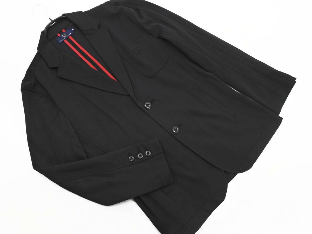 FRED PERRY フレッドペリー ロゴ サイドライン ジャケット sizeS/黒 ■◇◎ ☆ gbb6 メンズ【USED】【中古】【古着】【ブランド古着買取・販売ABJ】