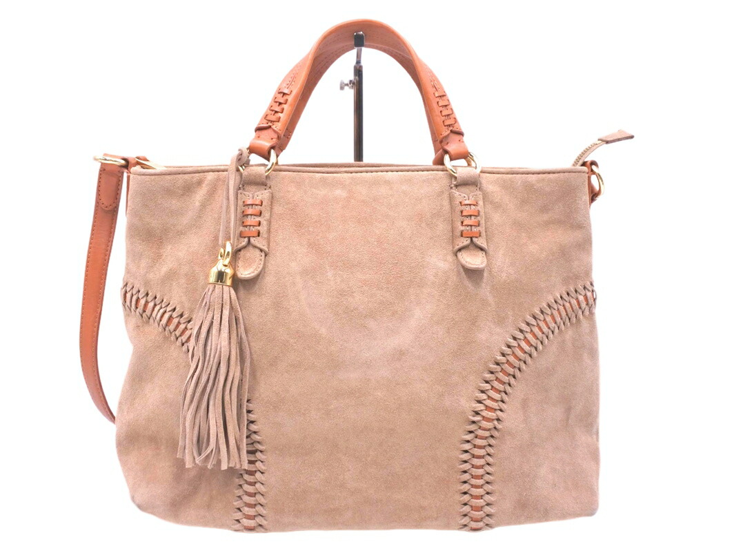 LAUREN RALPH LAUREN ローレン ラルフ ローレン スウェード 2WAY トート バッグ ベージュ ■■◎ ☆ gcd0 レディース【USED】【中古】【古着】【ブランド古着買取・販売ABJ】