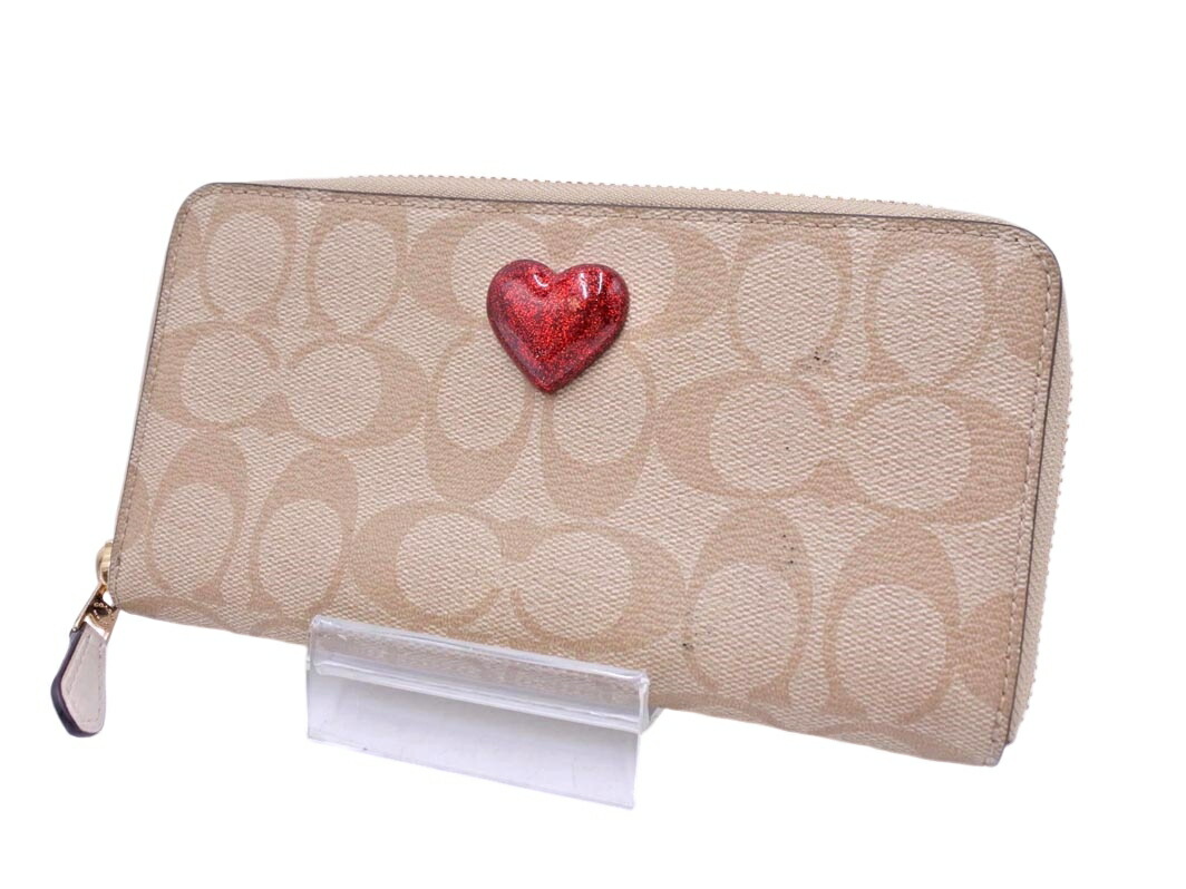 COACH コーチ　長財布　シグネチャー　ベージュ　ピンク　ハート 楽天市場】【財布】COACH コーチ シグネチャー ハート ラウンド