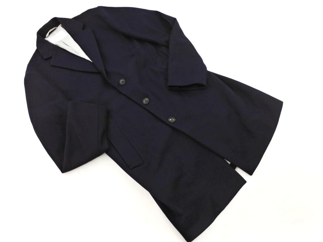 ウールコート　メンズ　古着　ロング丈　エディフィス　ネイビー　フランス　ゆるだぼ EDIFICEエディフィス16AW 16-020-300-1002-3-0 ウール
