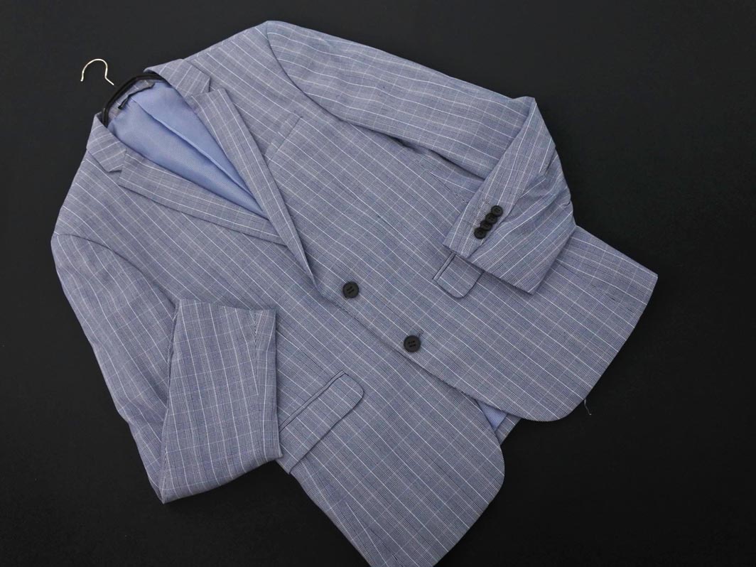 ZARA MAN テーラードジャケット チェック柄 ネイビー 50サイズ メンズ ZARA ザラ MAN テーラードジャケット チェック 背抜き裏地 長袖